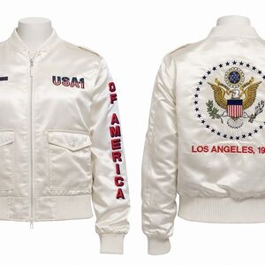 Olympic 1984 Los Angeles White USA Embroidered Bomber Jacket